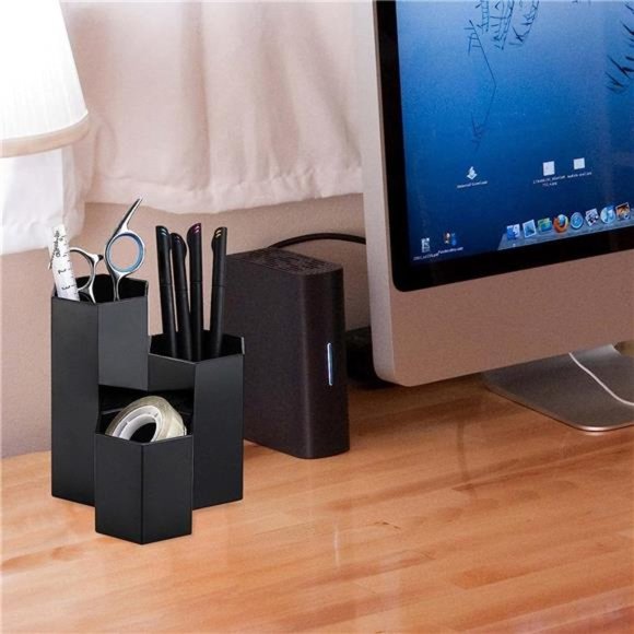 Makeup Brush Holder Organizer, 3 Slot Plastic Cosmetics Brushes Pen Storage - Picture 5 of 7